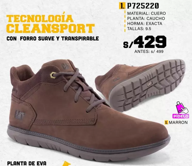 Cat - TECNOLOGÍA CLEANSPORT CON FORRO SUAVE Y TRANSPIRABLE