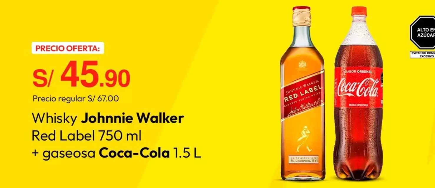 Coca-Cola - Whisky Johnnie Walker Red Label 750 ml + gaseosa 1.5 L