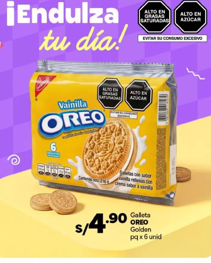 Oreo - Galleta Golden pq x 6 unid