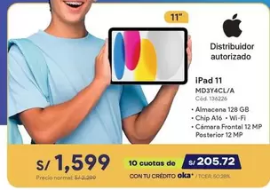 Apple - iPad 11" MD3Y4CL/A Cód. 136226