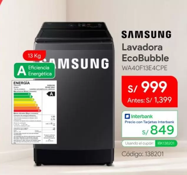 Samsung - Lavadora EcoBubble WA40F13E4CPE