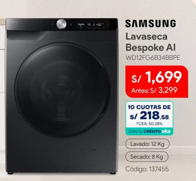Samsung - Lavaseca Bespoke AI WD12FG6B34BBPE