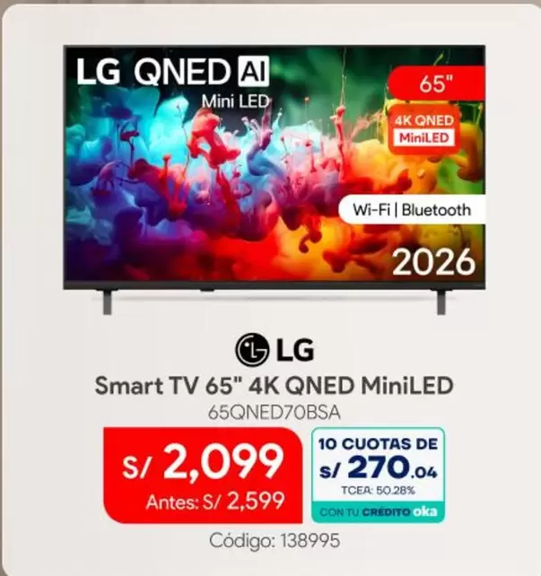 Lg - Smart TV 65" 4K QNED MiniLED 65QNED70BSA