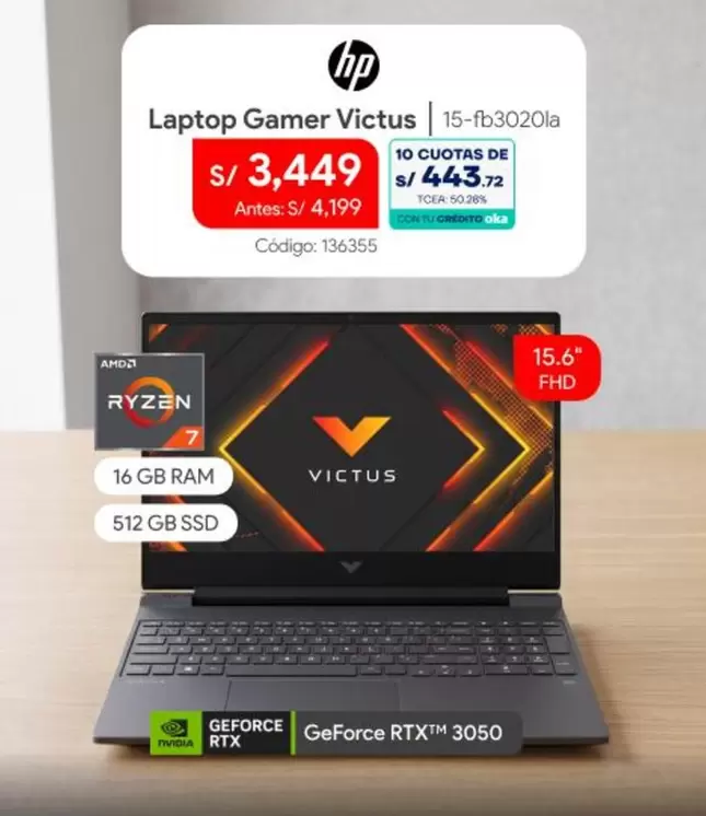 Hp - Laptop Gamer Victus 15-fb3020la