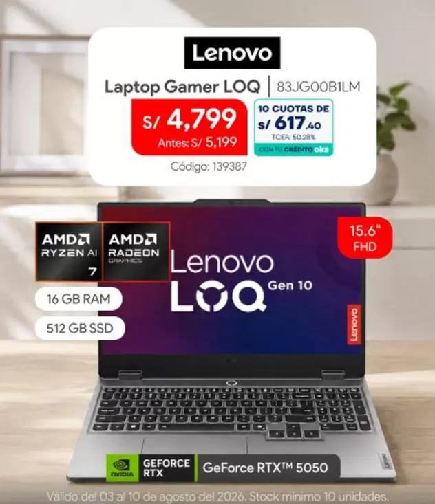 Lenovo - Laptop Gamer LOQ 83JG00B1LM