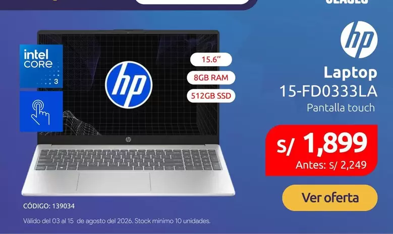 Hp - Laptop 15-FD0333LA Pantalla touch