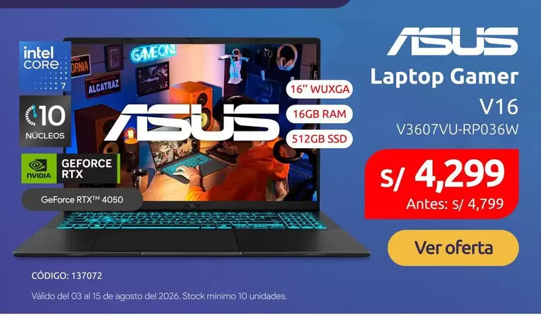 Asus - Laptop Gamer V16 V3607VU-RP036W
