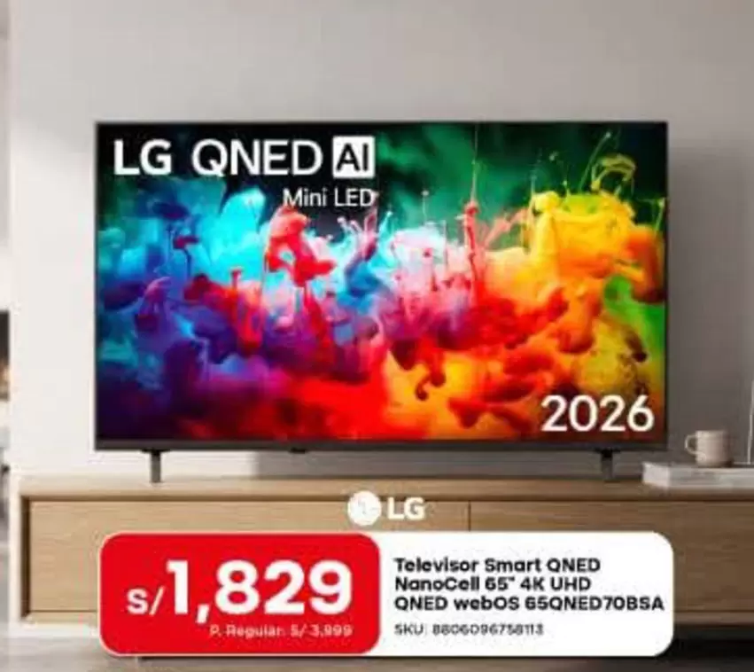 Lg - Televisor Smart QNED NanoCell 65" 4K UHD webOS 65QNED70BSA