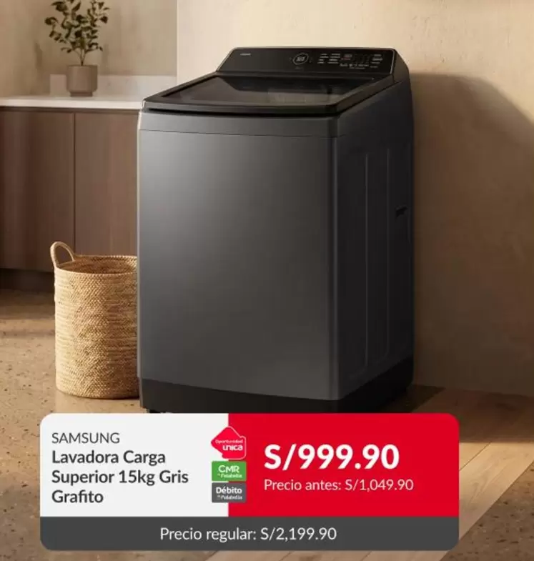 Samsung - Lavadora Carga Superior 15kg Gris Grafito