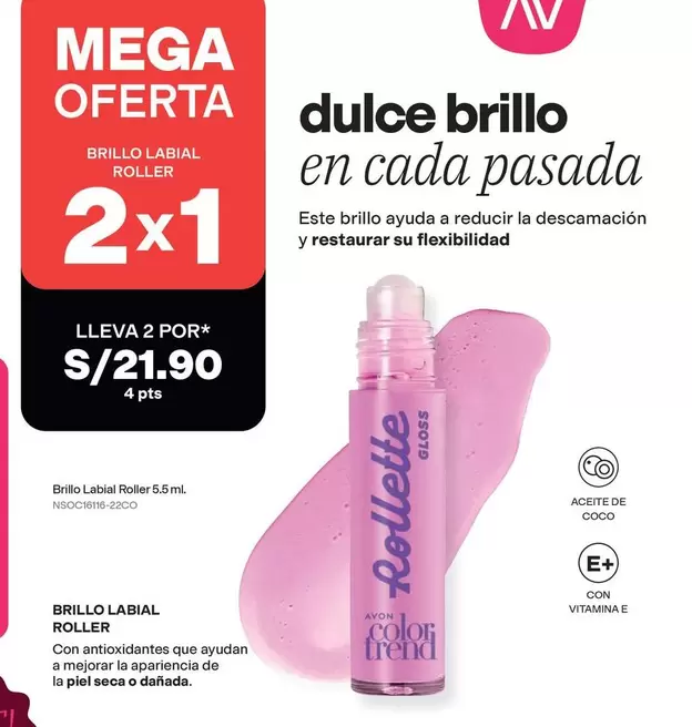 Mega - Brillo Labial Roller 2x1
