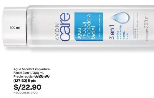 Avon Care - Agua Micelar Limpiadora Facial 3 en 1