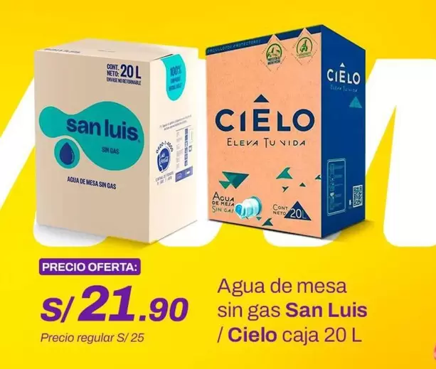 Cielo - Agua de mesa sin gas caja 20 L