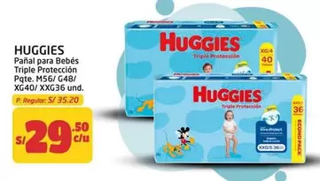 Huggies - Pañal para Bebés Triple Protección Pqte. M56 / G48 / XG40 / XXG36 und.