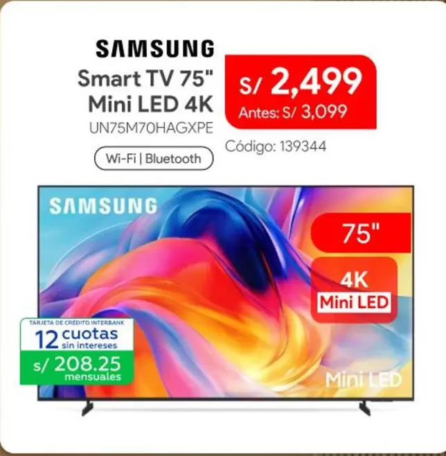 Samsung - Smart TV 75" Mini LED 4K UN75M70HAGXPE