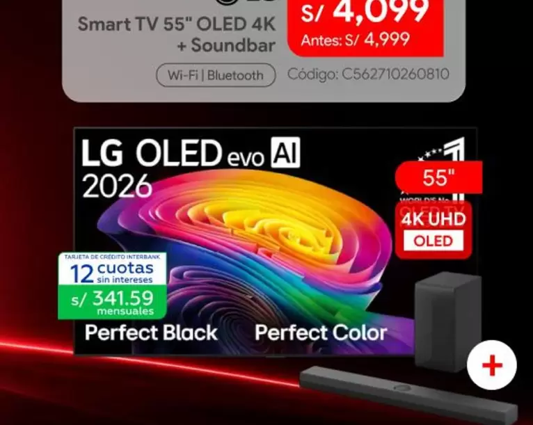 Lg - Smart TV 55" OLED 4K + Soundbar Wi-Fi | Bluetooth