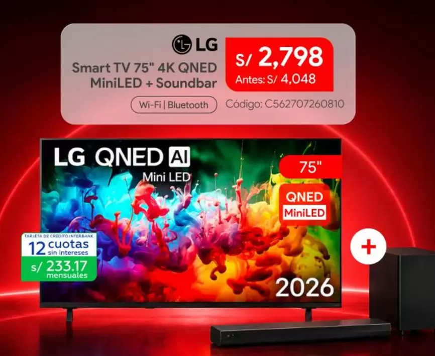 Lg - Smart TV 75" 4K QNED MiniLED + Soundbar
