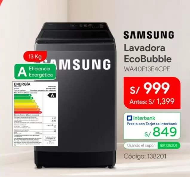 Samsung - Lavadora EcoBubble WA40F13E4CPE