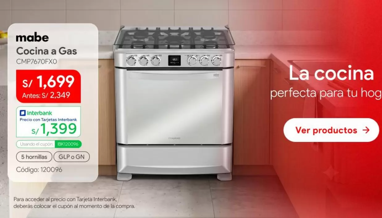Mabe - Cocina a Gas CMP6707XO