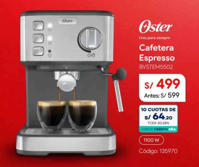 Oster - Cafetera Espresso BVSTEM5502