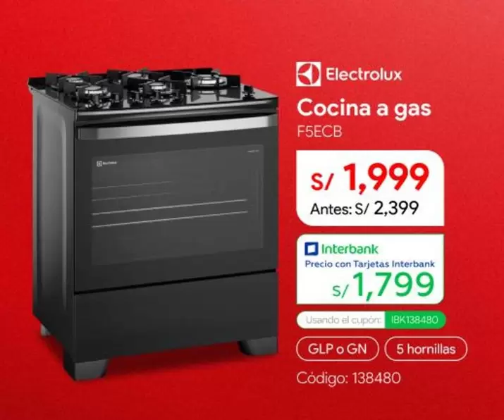 Electrolux - Cocina a gas F5ECB