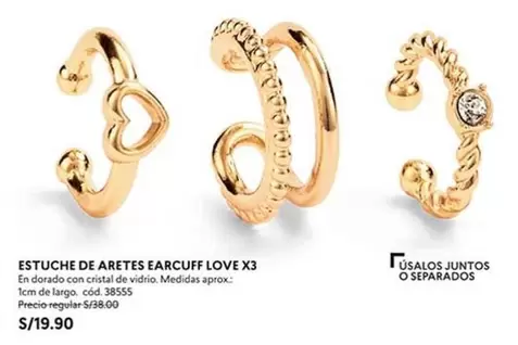 Dorado - ESTUCHE DE ARETES EARCUFF LOVE X3