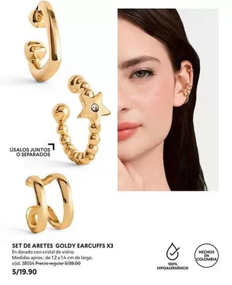 Dorado - SET DE ARETES GOLDY EARCUFFS X3