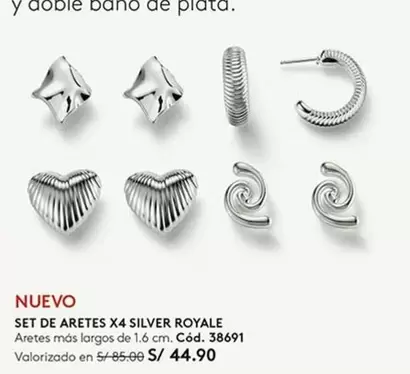 SET DE ARETES X4 SILVER ROYALE Cód. 38691