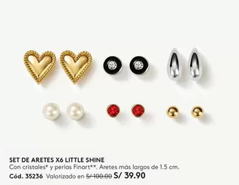 Finart - SET DE ARETES X6 LITTLE SHINE Cód. 35236