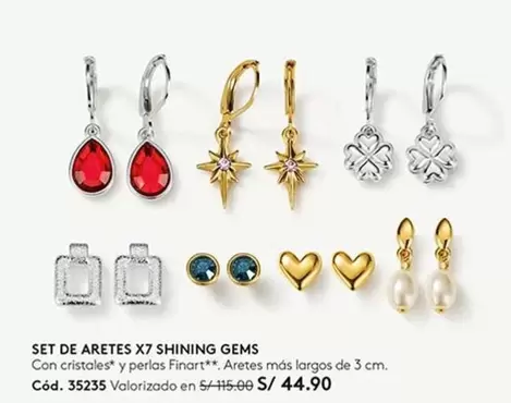 Finart - SET DE ARETES X7 SHINING GEMS Cód. 35235