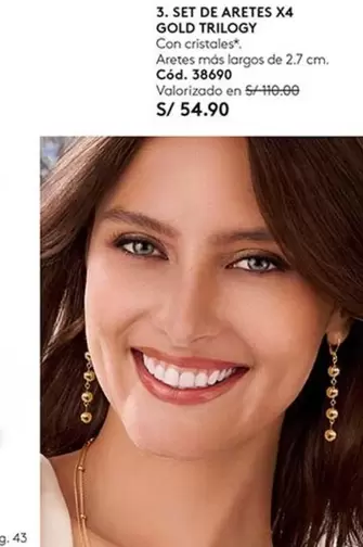 SET DE ARETES X4 GOLD TRILOGY