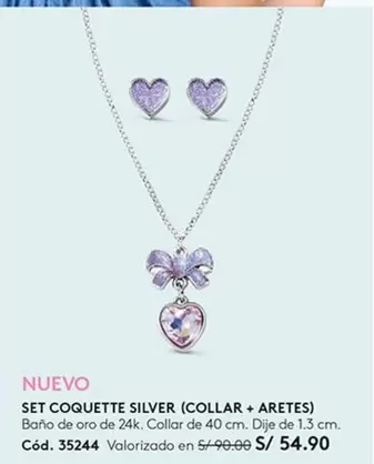 Oro - SET COQUETTE SILVER (COLLAR + ARETES) Cód. 35244