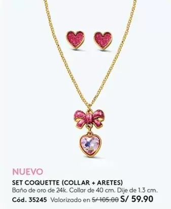 Oro - SET COQUETTE (COLLAR + ARETES) Cód. 35245