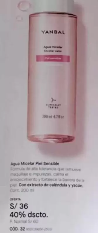 Yanbal - Agua Micelar Piel Sensible