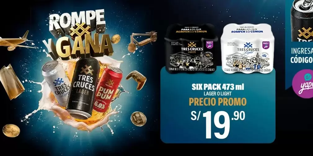 Tres Cruces - SIX PACK 473 ml LASER D'LIGHT
