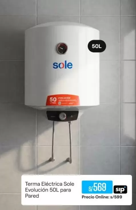 Sole - Termo Eléctrica Evolución 50L para Pared