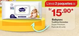 Babysec - Toallitas Húmedas Super Premium Pack de 40 unid