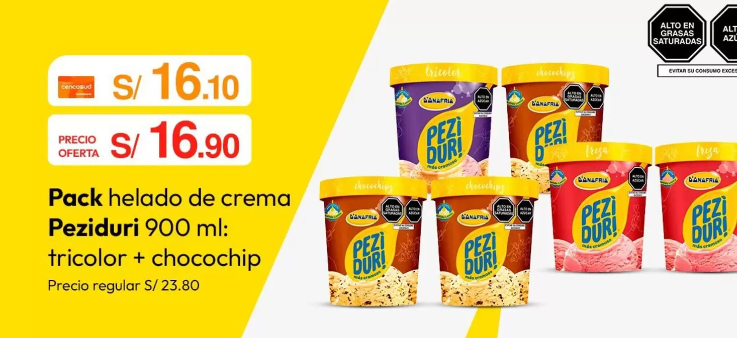 Peziduri - Pack helado de crema tricolor + chocochip