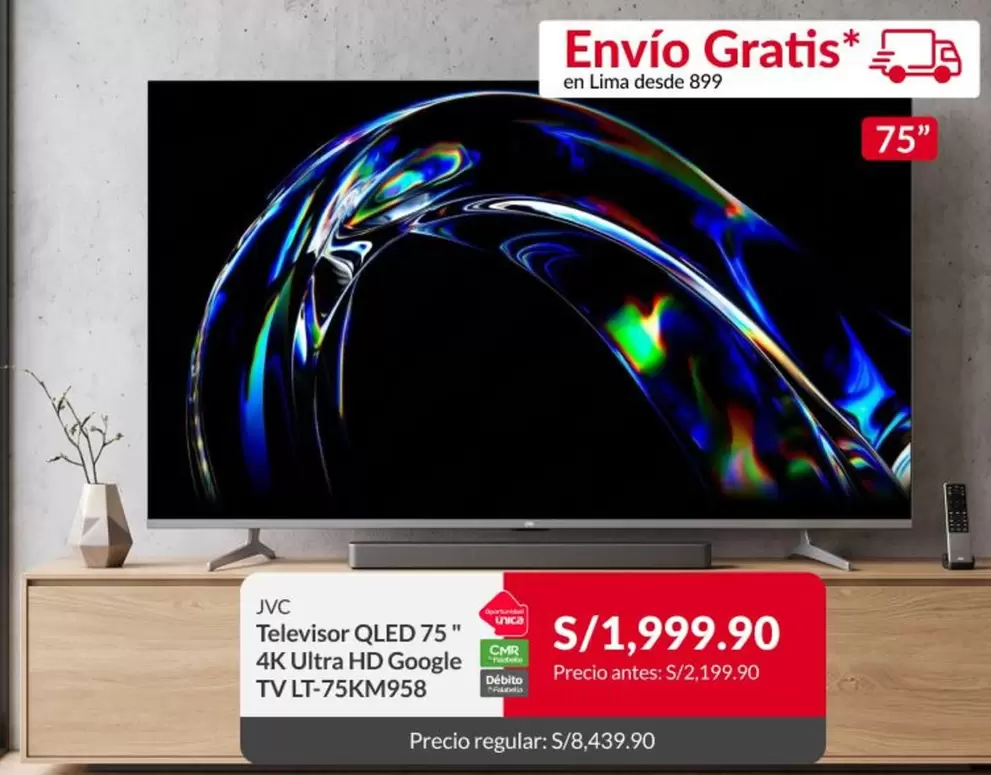 JVC - Televisor QLED 75" 4K Ultra HD Google TV LT-75KM958