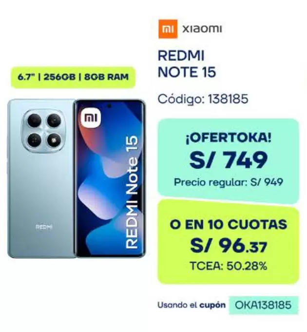 Xiaomi - REDMI NOTE 15 Código: 138185