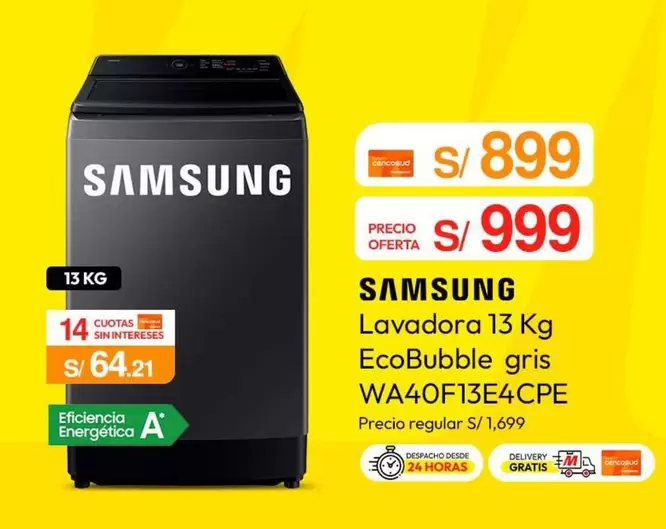 Samsung - Lavadora 13 Kg EcoBubble gris WA40F13E4CPE