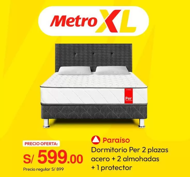 Paraiso - Dormitorio Per 2 plazas acero + 2 almohadas + 1 protector