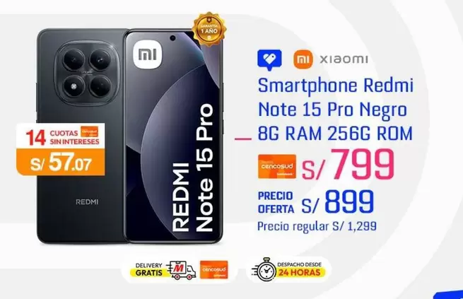Xiaomi - Smartphone Redmi Note 15 Pro Negro