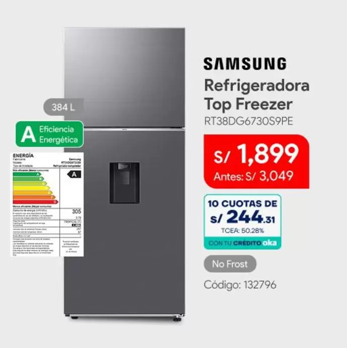 Samsung - Refrigeradora Top Freezer RT38DG6730S9PE