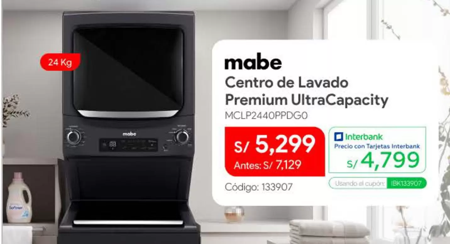Mabe - Centro de Lavado Premium UltraCapacity MCLP2440PPDGO