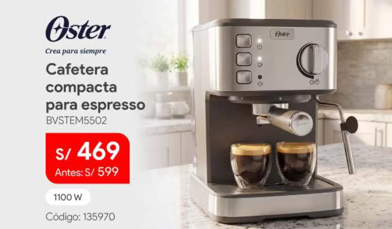 Oster - Cafetera compacta para espresso BVSTEM5502