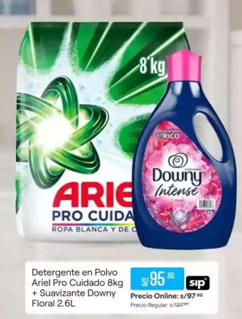Rico - Detergente en Polvo Ariel Pro Cuidado + Suavizante Downy Floral