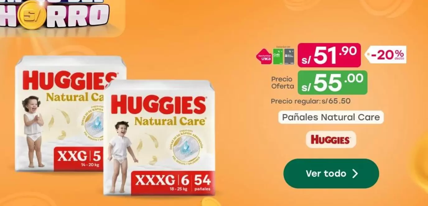 Huggies - Pañales Natural Care XXG 5 XXXG 6