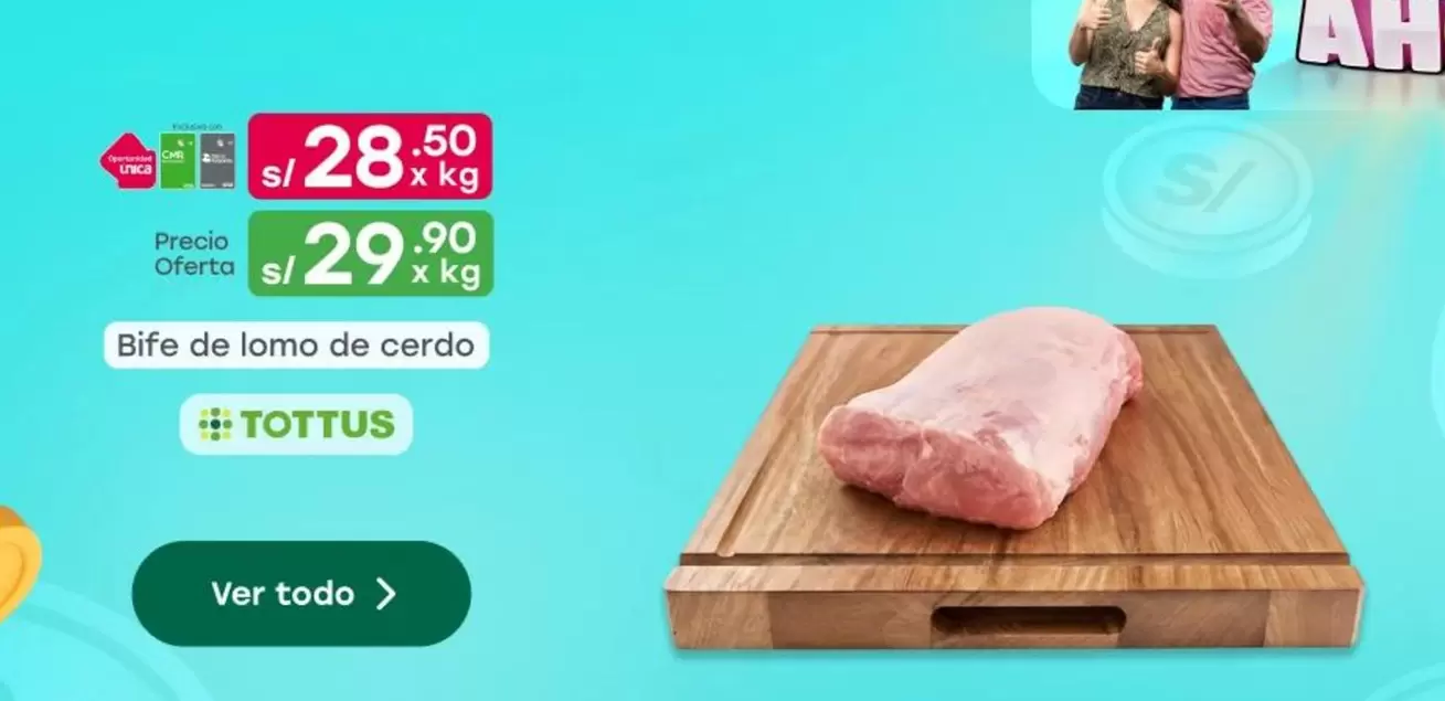 Tottus - Bife de lomo de cerdo