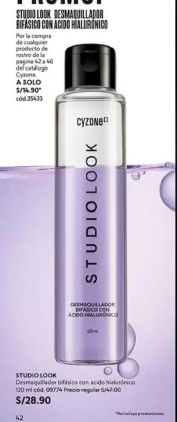 Studio - STUDIO LOOK DESMAQUILLADOR BI FASICO CON ACIDO HIALURONICO