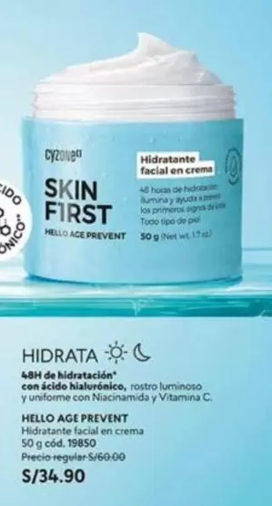 Piel - SKIN FIRST HELLO AGE PREVENT Hidratante facial en crema